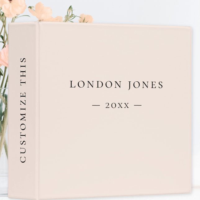 Simple Monogram Modern Minimalist Blush Pink Binder (Creator Uploaded)