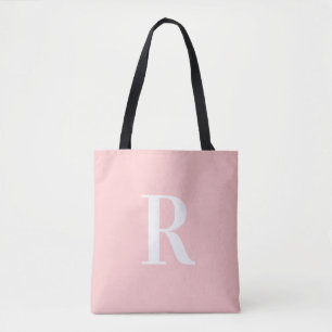 Simple Monogram Modern Pink Tote Bag