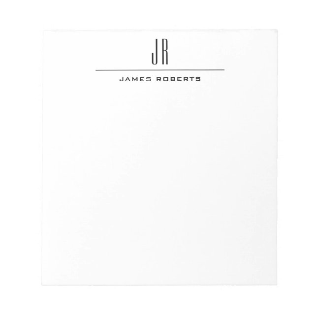 Simple Monogram Modern Professional Personalized Notepad (Front)