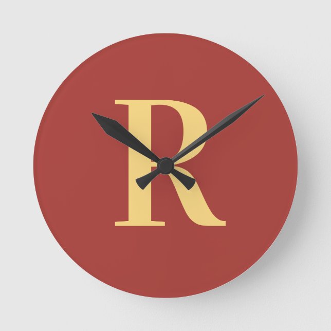Simple Monogram Modern Round Clock (Front)