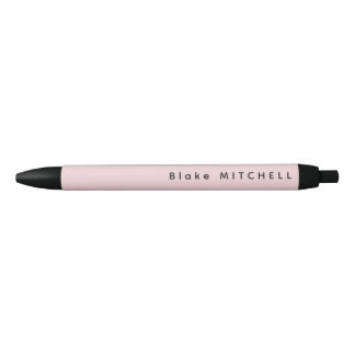 Simple Monogram Name Blush Pink Unique Black Ink Pen