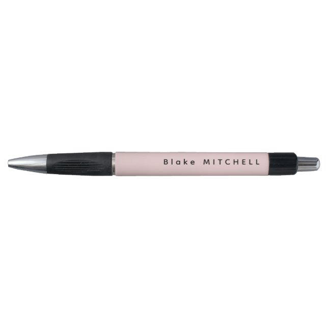 Simple Monogram Name Modern Blush Pink Pen (Front)