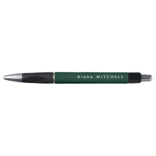 Simple Monogram Name Modern Dark Green Pen