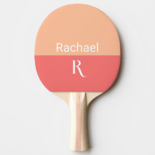 Simple Monogram Name Peach Ping Pong Paddle