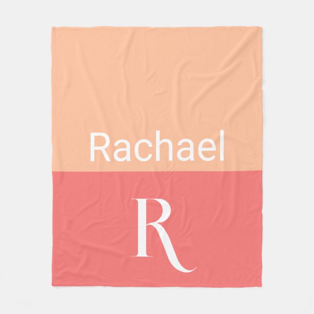 Simple Monogram Name Typography Fleece Blanket (Front)