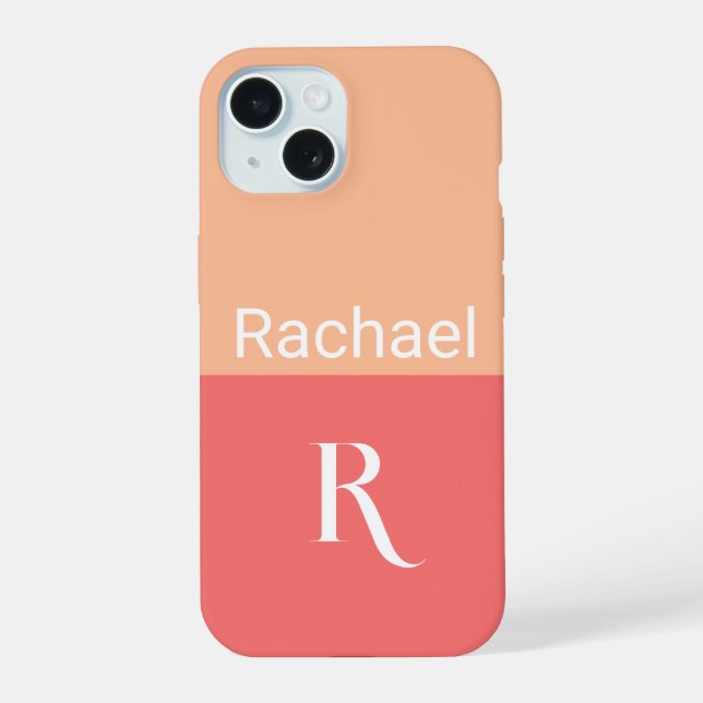 Simple Monogram Name Typography iPhone 15 Case (Back)