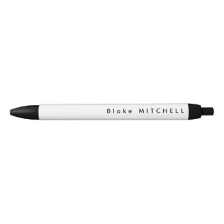 Simple Monogram Name White Unique Black Ink Pen