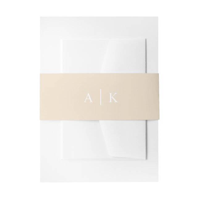 Simple Monogram Neutral Cream Invitation Belly Band (Front Example)