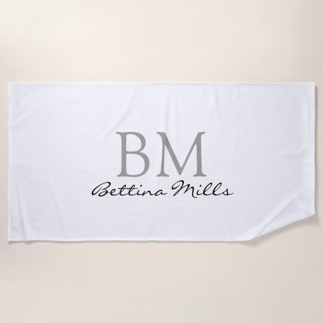simple monogram on white beach towel (Front)