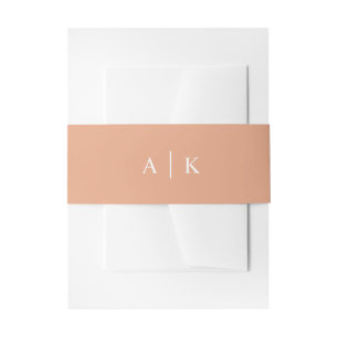 Simple monogram peach invitation belly band