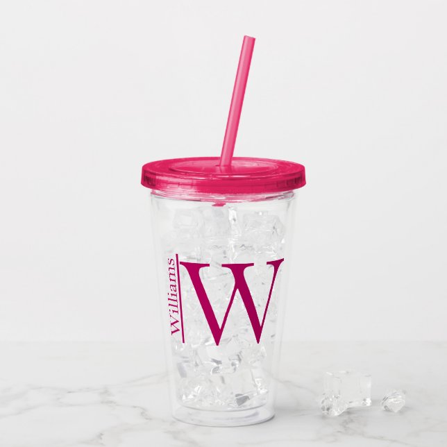 Simple Monogram Personalized Acrylic Tumbler (Back Ice)