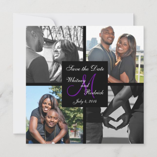 Simple Monogram Photo Save the Date Card 3 (Front)