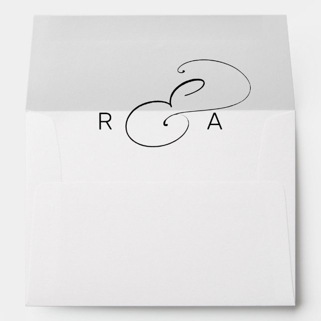 Simple Monogram Pre-Printed Return Address 5x7 Envelope (Back (Bottom))