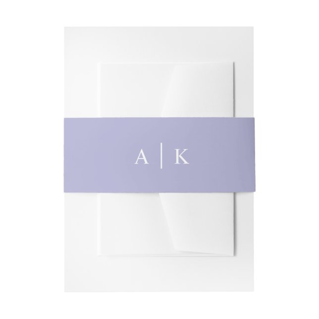 Simple monogram purple invitation belly band (Front Example)