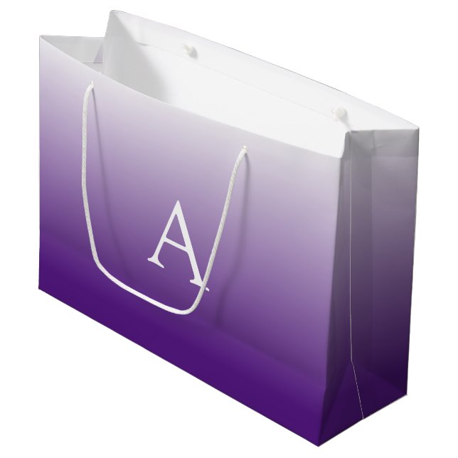 Simple Monogram | Purple Ombre Large Gift Bag (Front Angled)