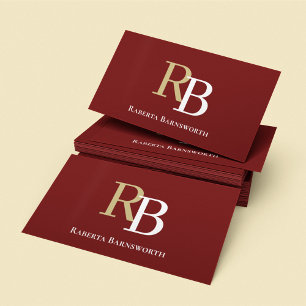 Simple Monogram QR Code Burgundy   Connect with Me Business Card