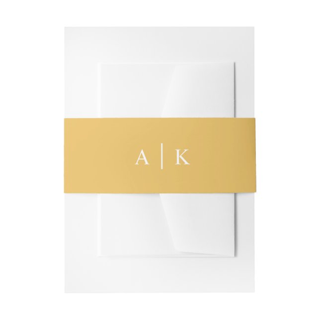 Simple Monogram Retro Mustard Yellow Invitation Belly Band (Front Example)