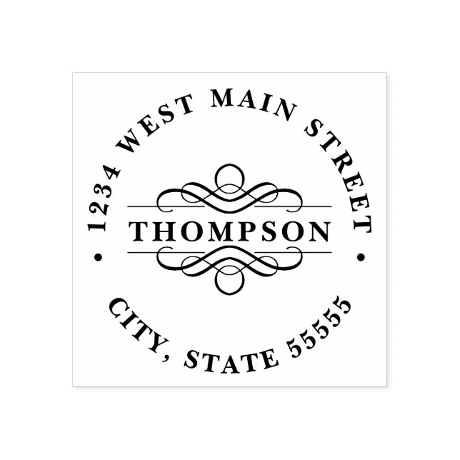 Simple Monogram Return Label Rubber Stamp (Imprint)