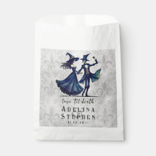 Simple Monogram Skeleton Halloween QR Code Wedding Favour Bag