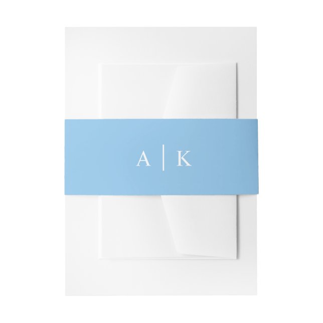Simple Monogram Sky Blue Invitation Belly Band (Front Example)