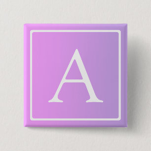 Simple Monogram   Subtle Pink/Purple Ombre 2 Inch Square Button
