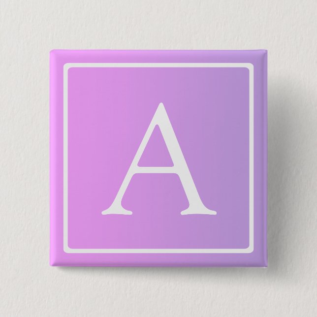Simple Monogram | Subtle Pink/Purple Ombre 2 Inch Square Button (Front)