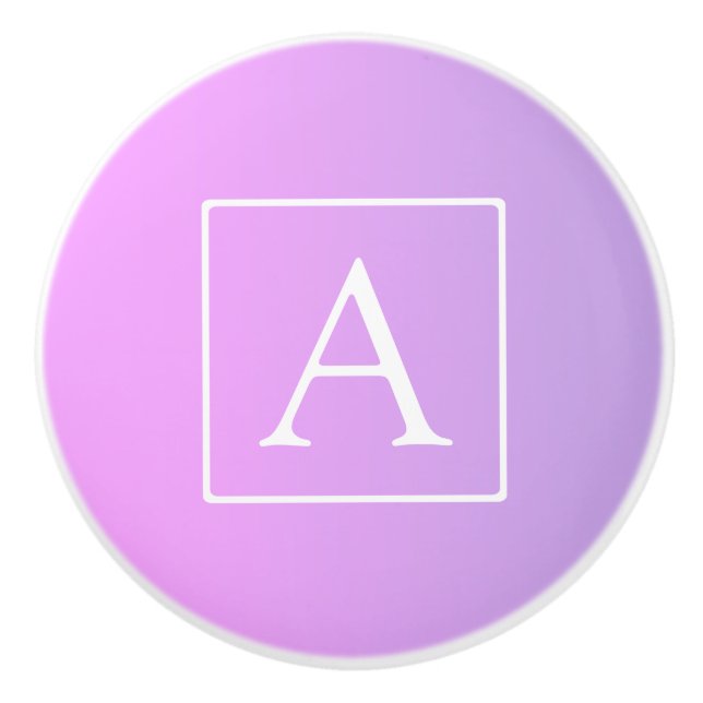Simple Monogram | Subtle Pink/Purple Ombre Ceramic Knob (Front)