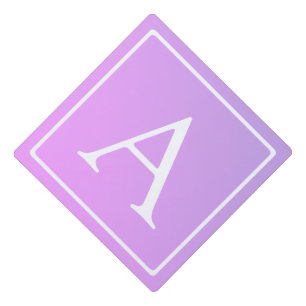 Simple Monogram   Subtle Pink/Purple Ombre Graduation Cap Topper