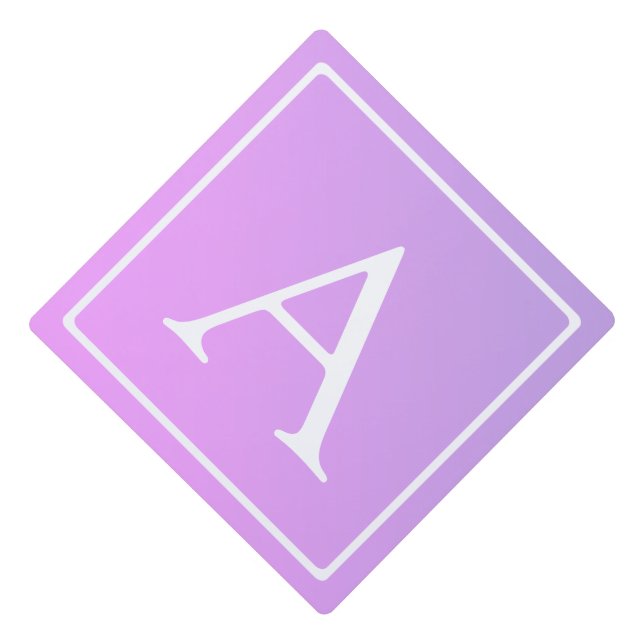Simple Monogram | Subtle Pink/Purple Ombre Graduation Cap Topper (Front)