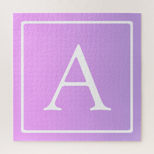 Simple Monogram | Subtle Pink/Purple Ombre Jigsaw Puzzle (Vertical)