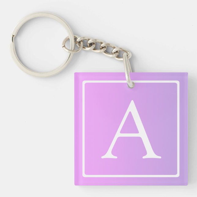 Simple Monogram | Subtle Pink/Purple Ombre Keychain (Front)