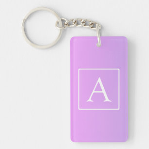Simple Monogram Subtle Pink/Purple Ombre Keychain