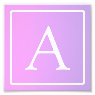 Simple Monogram Subtle Pink/Purple Ombre Photo Print