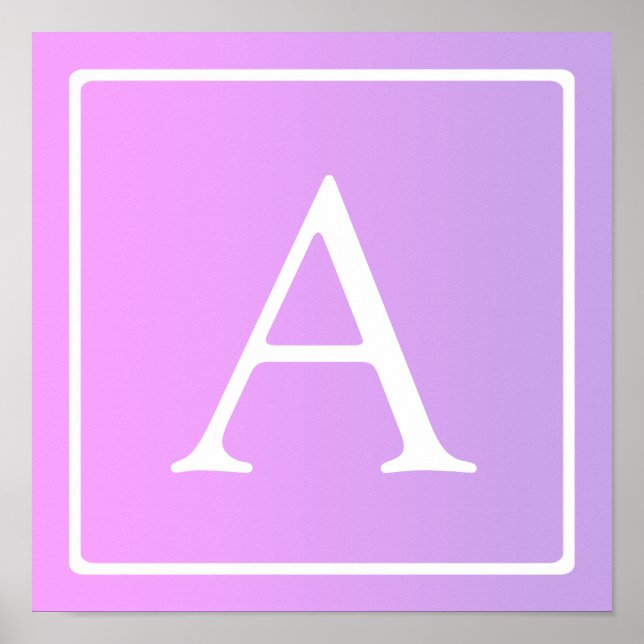 Simple Monogram | Subtle Pink/Purple Ombre Poster (Front)