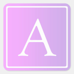 Simple Monogram   Subtle Pink/Purple Ombre Square Sticker