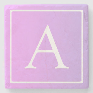 Simple Monogram Subtle Pink/Purple Ombre Stone Coaster
