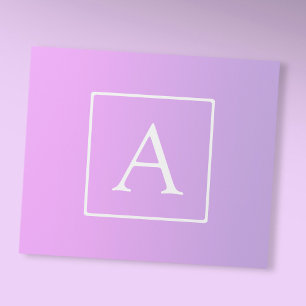 Simple Monogram Subtle Pink/Purple Ombre Wrapping Paper