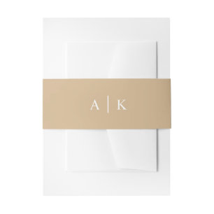 Simple monogram tan invitation belly band