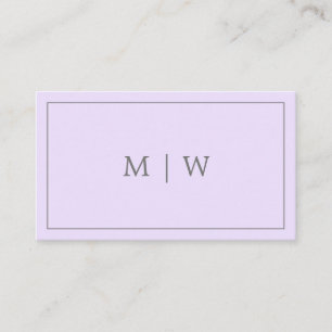 Simple Monogram Violet Lilac Pastel Purple Business Card