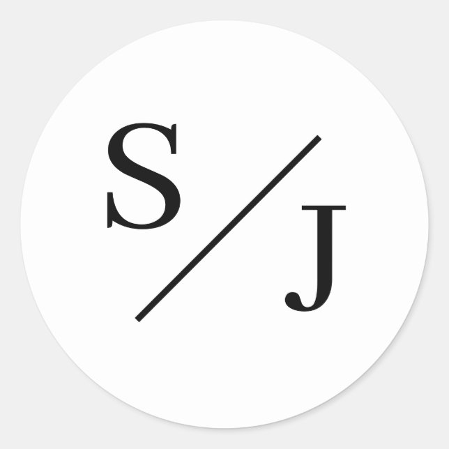 Simple Monogram Wedding Classic Round Sticker (Front)