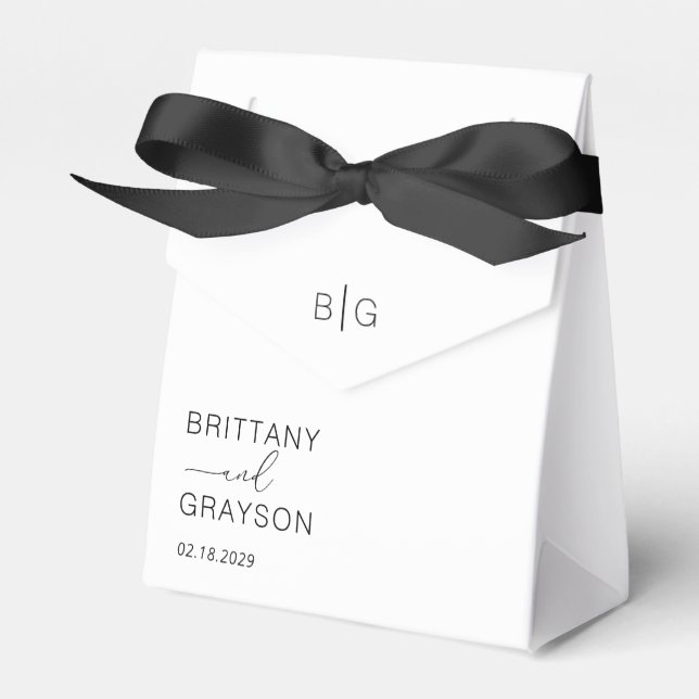 Simple Monogram Wedding Favor Box (Front Side)