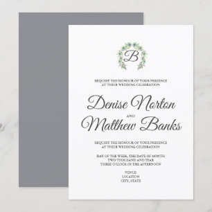 Simple Monogram Wedding Invitation