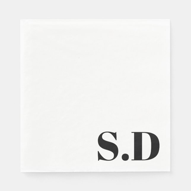 Simple Monogram Wedding | Personalized Initials Napkin (Front)