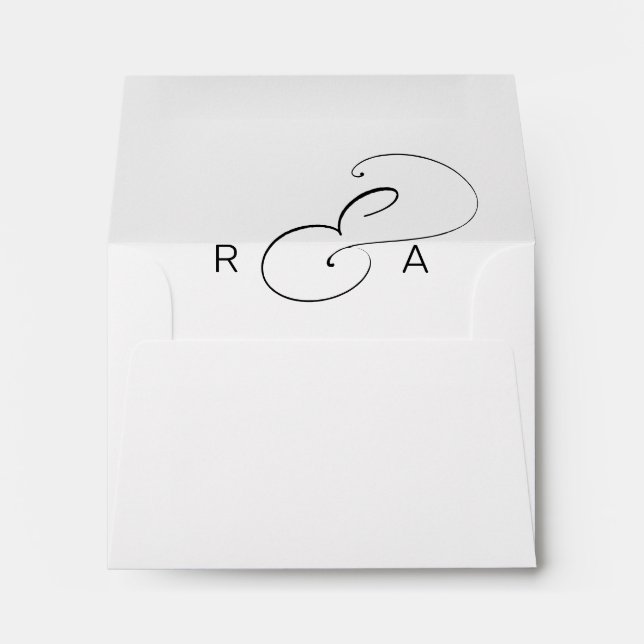 Simple Monogram Wedding Pre-Printed Address RSVP Envelope (Back (Bottom))
