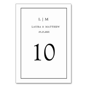 Simple Monogram Wedding Table Number