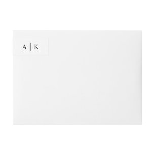 Simple Monogram White Black Return Address Wrap Around Label