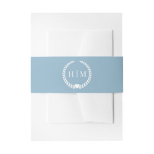 Simple Monogram Winter Sky Blue Invitation Invitation Belly Band