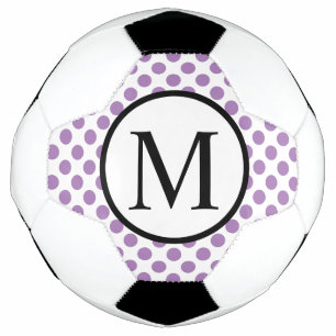 Simple Monogram with Lavender Polka Dots Soccer Ball