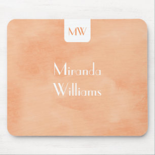 Simple Monogram With Name Modern Orange Mouse Pad