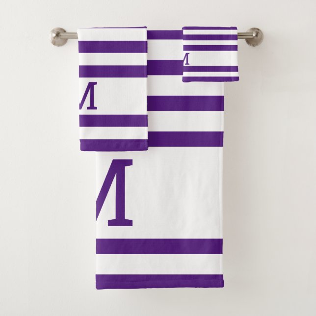Simple Monogramme Familial Moderne Strié Violet (En situation)